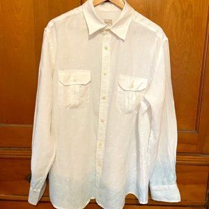 DIY indigo dipped size large white linen Merona men's shirt